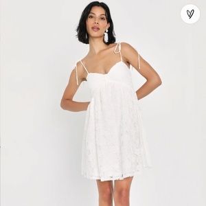 NEW Lulu’s Angelic Admiration Lace Tie-Shoulder Babydoll Dress